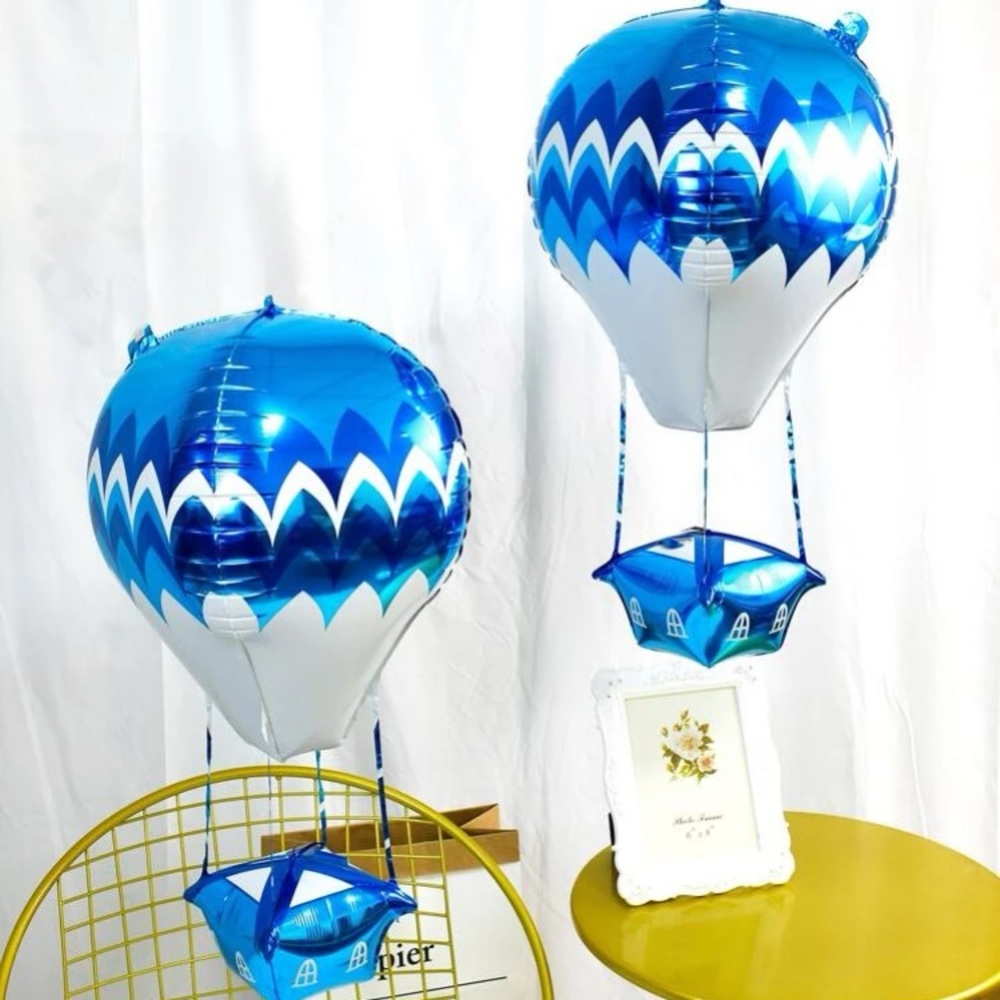 NEW Blue Hot Air Balloon Helium Balloon (ONE)